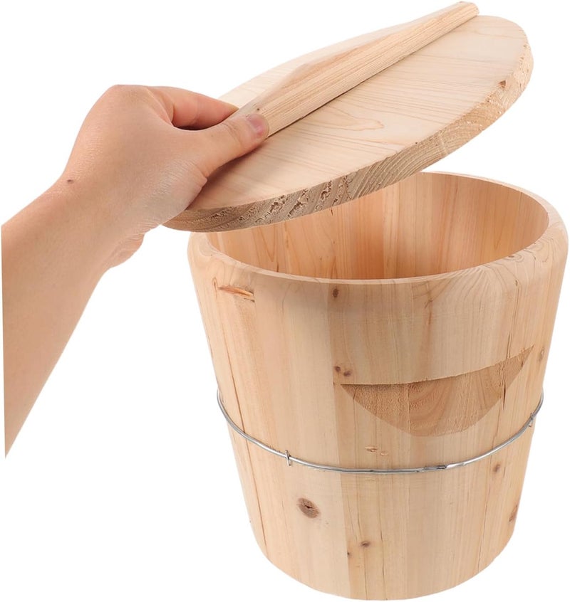 Wooden Hot Towel Bucket with Lid, 25x25x25cm Heated Towel Steamer Barrel for Spa, Sauna, and Home Bathroom Relaxation - Image 4