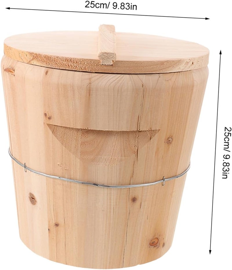Wooden Hot Towel Bucket with Lid, 25x25x25cm Heated Towel Steamer Barrel for Spa, Sauna, and Home Bathroom Relaxation - Image 2