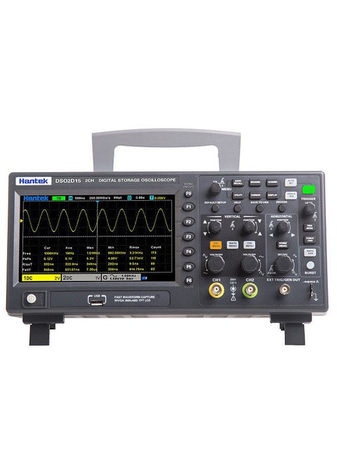 Hantek DSO2D15 Digital Oscilloscope Meter Desktop Oscillograph Oscillometer 800 * 480 Pixel 7 Inch TFT LCD Screen 2CH+1CH Channels 150MHz Band Width 1GSa/s Sampling Rate Oscilloscope Multipurpose Tool