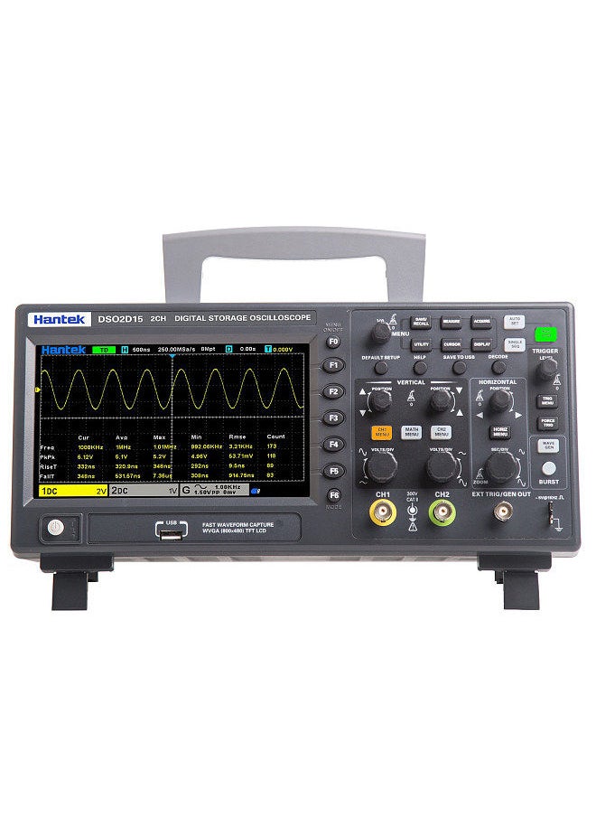 Hantek - Hantek DSO2D15 Digital Oscilloscope Meter Desktop Oscillograph Oscillometer 800 * 480 Pixel 7 Inch TFT LCD Screen 2CH+1CH Channels 150MHz Band Width 1GSa/s Sampling Rate Oscilloscope Multipurpose Tool - Image 1