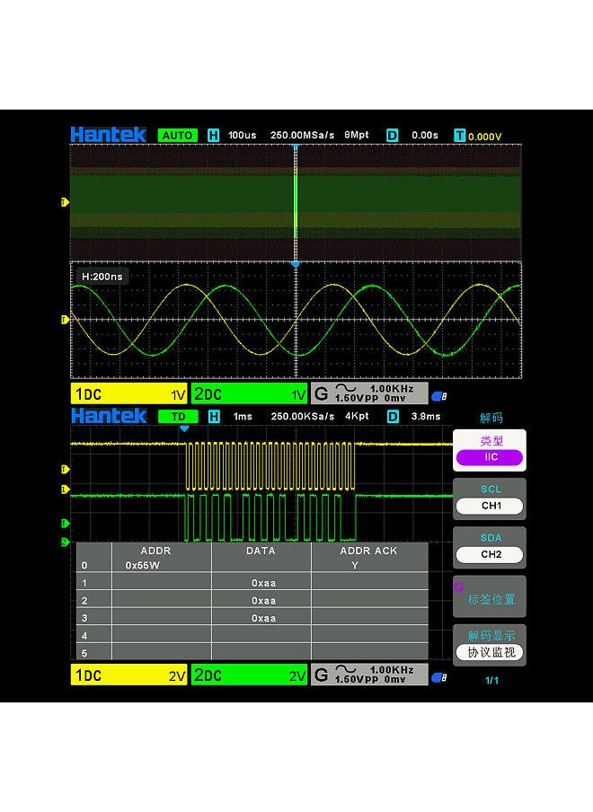 Hantek - Hantek DSO2D15 Digital Oscilloscope Meter Desktop Oscillograph Oscillometer 800 * 480 Pixel 7 Inch TFT LCD Screen 2CH+1CH Channels 150MHz Band Width 1GSa/s Sampling Rate Oscilloscope Multipurpose Tool - Image 1