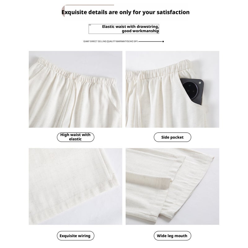 Women's Linen Straight Leg Pants - High Waist Loose Fit - Image 4