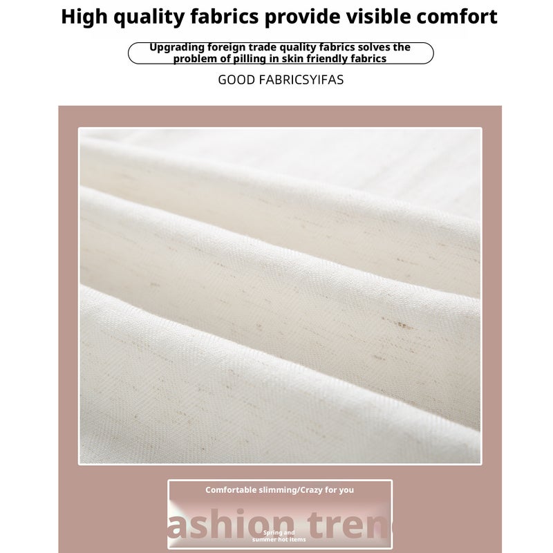 Women's Linen Straight Leg Pants - High Waist Loose Fit - Image 3