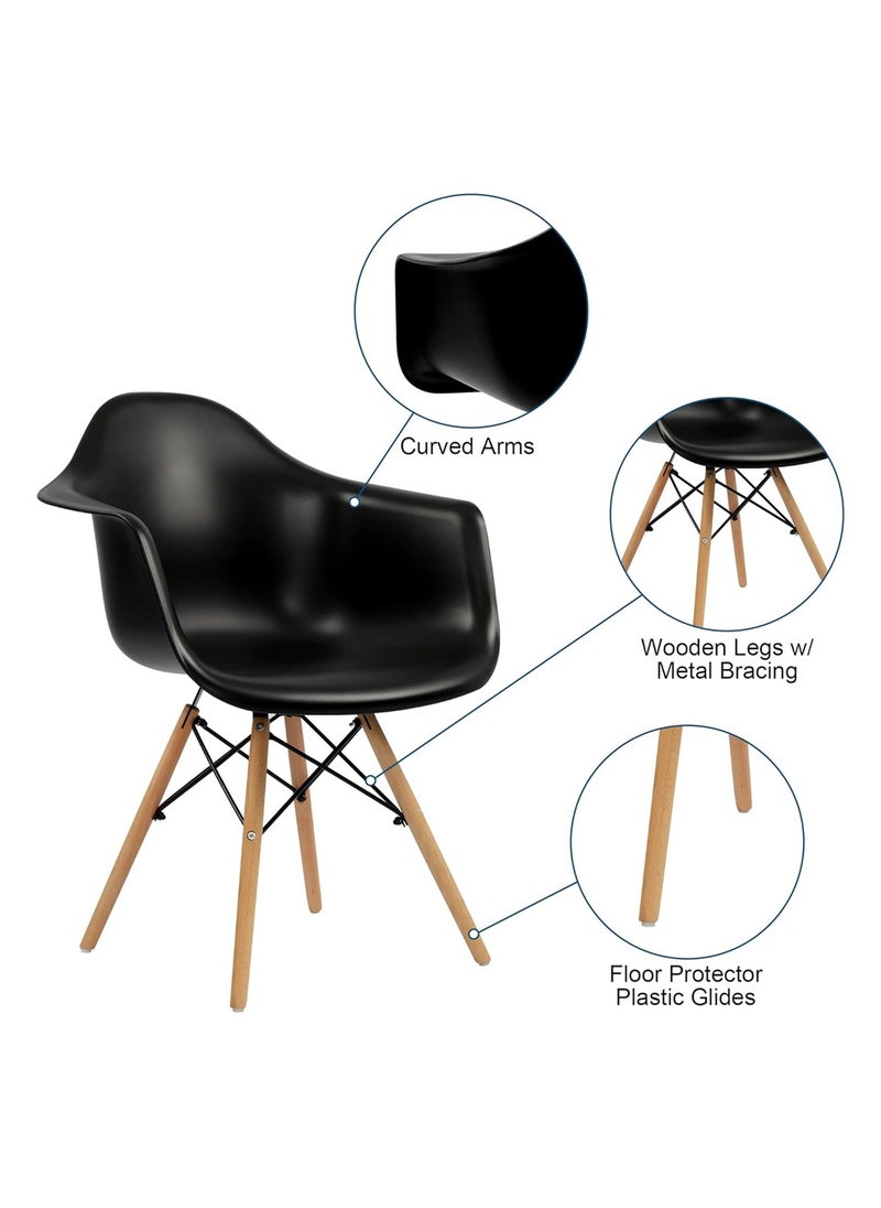 Mahmayi Mahmayi Cenare 7-Piece Dining Set for Kitchen, 140 X 80 Dining Table With 6 X DAW Arm Dining Chair - Black  - Image 3