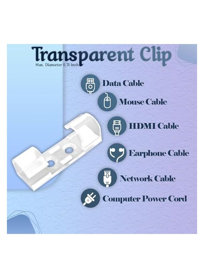 PROMASS Effortless Cable Organizer 75Pcs Self-Adhesive Clips for Home & Office - Transparent Cable Management Holders, Durable & Easy-to-Use wire Organizer Clips. Declutter with Style - Image 3