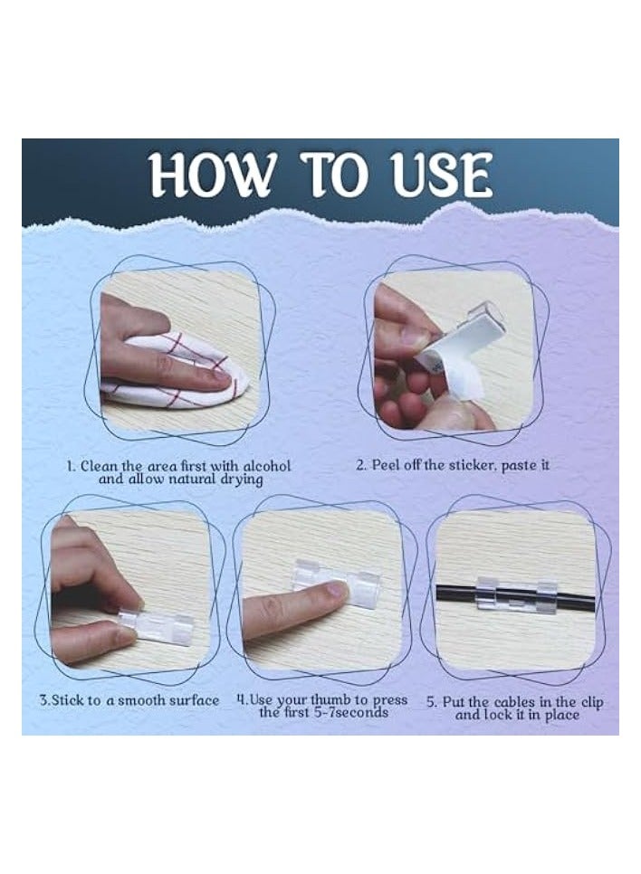 PROMASS Effortless Cable Organizer 75Pcs Self-Adhesive Clips for Home & Office - Transparent Cable Management Holders, Durable & Easy-to-Use wire Organizer Clips. Declutter with Style - Image 5