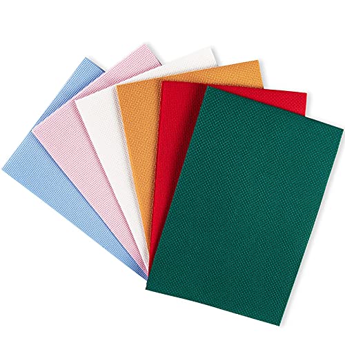 CANFOISON 6 Pieces Aida Cloth 14 Count, Cross Stitch Fabric 6 Colors, 12 inch by 18 inch - Image 3