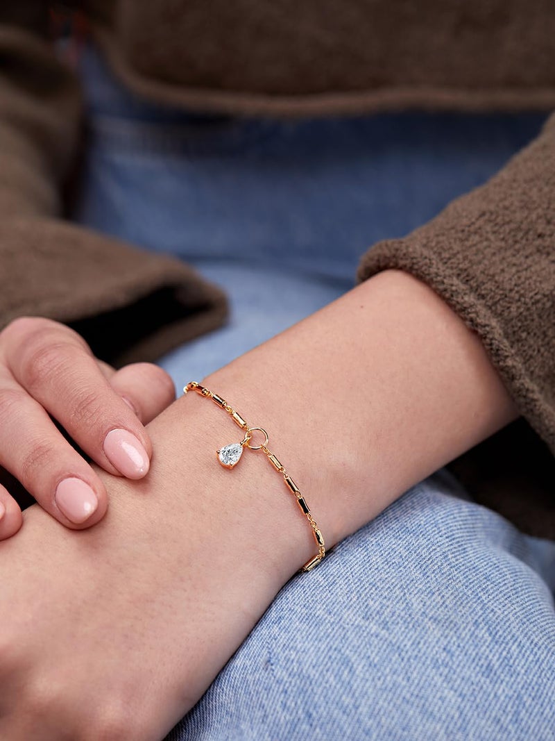 MINUTIAE Gold-Plated Crystals Link Bracelet For Womens and Girls_MNT0376PD_G - Image 3
