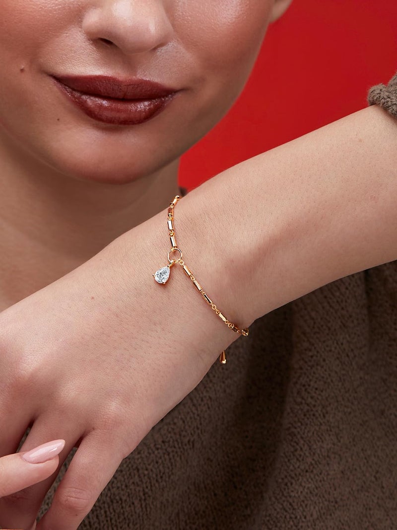 MINUTIAE Gold-Plated Crystals Link Bracelet For Womens and Girls_MNT0376PD_G - Image 4