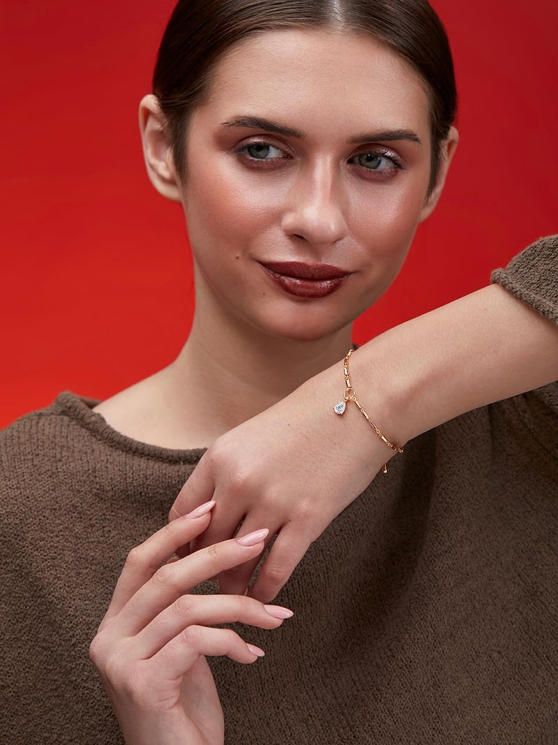 MINUTIAE Gold-Plated Crystals Link Bracelet For Womens and Girls_MNT0376PD_G - Image 5