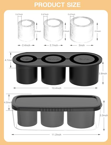 Ukulork Ice Cube Tray for Tumbler Cup 30Oz-40Oz, 3 Pcs Silicone Cylinder Ice Mold with Lid and Bin for Freezer, Easy Fill and Release Ice Maker for Whiskey, Cocktail BPA-Free - Image 3
