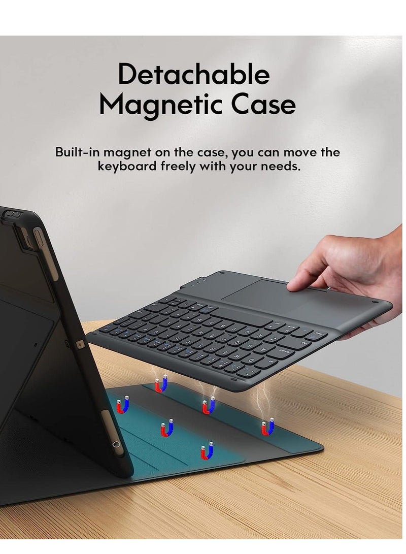 راكسوم لوحة مفاتيح ELTERAZONE iPad الجيل التاسع، لوحة مفاتيح لجهاز iPad الجيل الثامن/الجيل السابع 10.2 بوصة، لوحة تتبع ذكية، لاسلكية مع حامل قلم، حافظة لوحة مفاتيح بحامل قلاب لجهاز iPad الجيل التاسع/الثامن/السابع 10.2 بوصة، أسود - Image 3