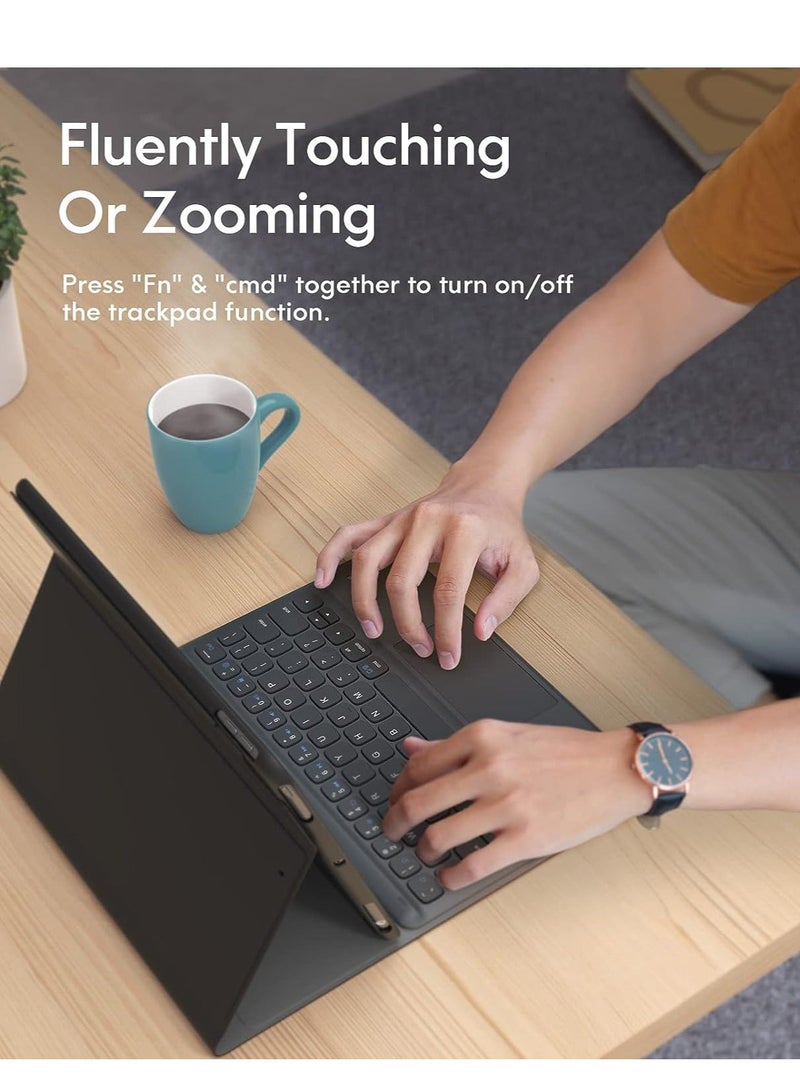 راكسوم لوحة مفاتيح ELTERAZONE iPad الجيل التاسع، لوحة مفاتيح لجهاز iPad الجيل الثامن/الجيل السابع 10.2 بوصة، لوحة تتبع ذكية، لاسلكية مع حامل قلم، حافظة لوحة مفاتيح بحامل قلاب لجهاز iPad الجيل التاسع/الثامن/السابع 10.2 بوصة، أسود - Image 2