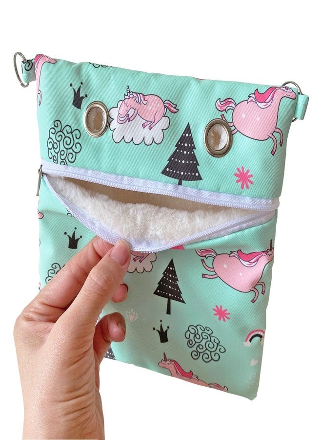 Ymid Select Handmade Faux Rabbit Fur Sugar Glider Bonding Carry Pouch Portable Small Animal Carrier Bag Small Animal Bonding Crossbody Strap for Hamster Rat Gerbil Other Small Pet Sleeping Bag with Vent (Green) - Image 4