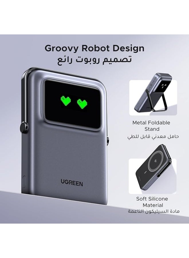 UGREEN ECO UGREEN Uno Magsafe Power Bank 10000mAh Qi2 Certified 15W iPhone16 Pro Max Fast Charging Magnetic Portable Charger with Foldable Stand and TFT Display Battery Pack Wireless for iPhone 16-12 Series - Image 2