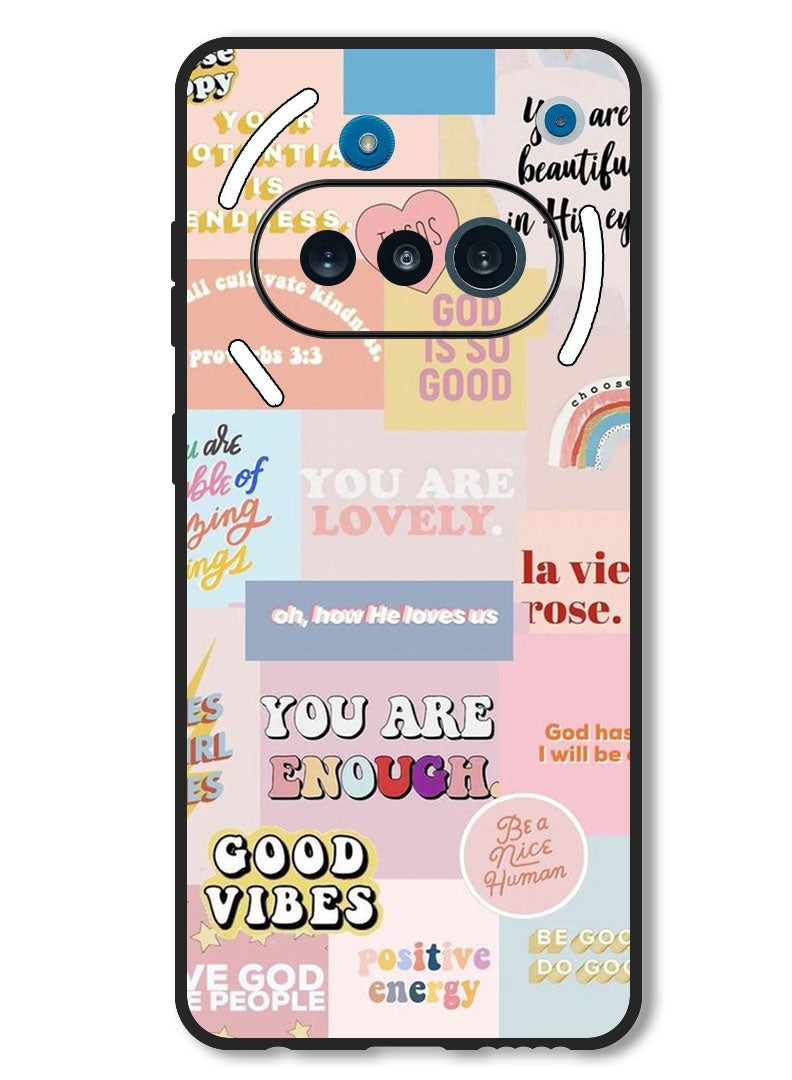 Theodor Case Compatible with Nothing Phone 3a Protection Shockproof Bumper Cover Good Vibes Collage - Image 1