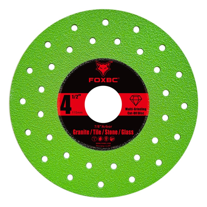 FOXBC 4-1/2 inch Tile Cutter Diamond Saw Blades for Angle Grinder, Multi-Purpose Cut-Off & Grinding Disc for Porcelain, Glass, Ceramic, Marble, Stone, 7/8" Arbor - 3 Pack - Image 3