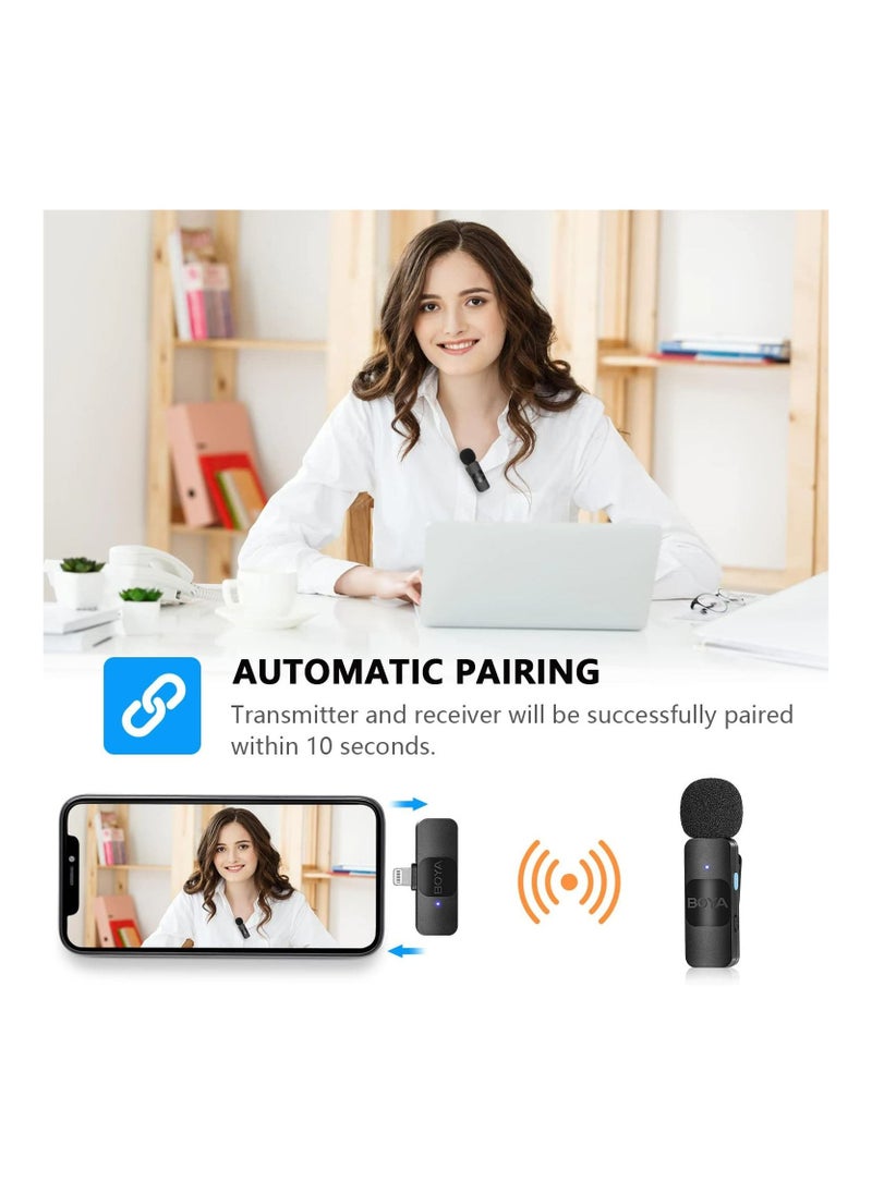 BOYA - Professional 2.4GHz Wireless Lavalier Microphone System, 164ft Range, Lapel Microphone for iPhone 13, iPad - Cordless Omnidirectional Condenser Mic - Image 1