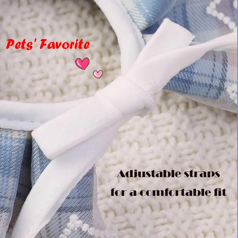 KittuPet Pet Bib Saliva Towel Cat Teddy Bib Round Neck Scarf Sweet Lace Bib Pet Dog Scarf Small Size Blue Color - Image 1