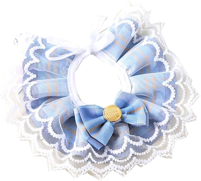 KittuPet Pet Bib Saliva Towel Cat Teddy Bib Round Neck Scarf Sweet Lace Bib Pet Dog Scarf Small Size Blue Color - Image 3