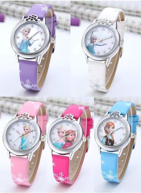 5 Pcs Children's  Women'S Cartoon Romance Electronic Watch Set
