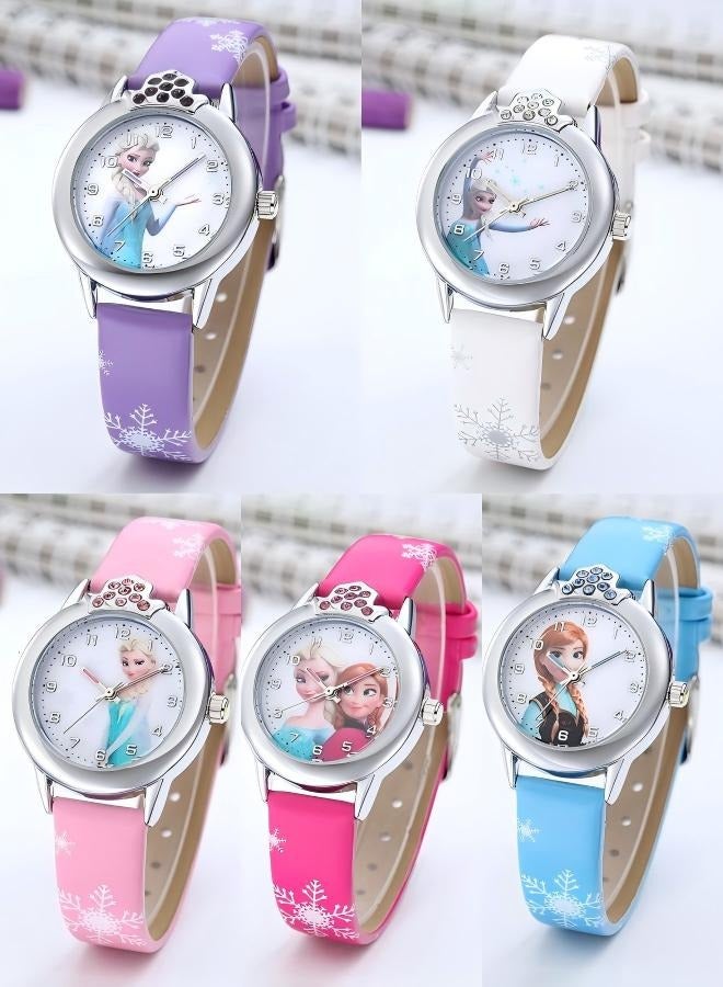 5 Pcs Children's  Women'S Cartoon Romance Electronic Watch Set