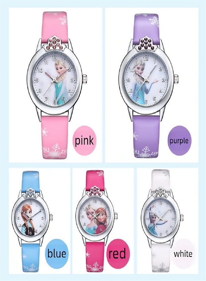5 Pcs Children's  Women'S Cartoon Romance Electronic Watch Set