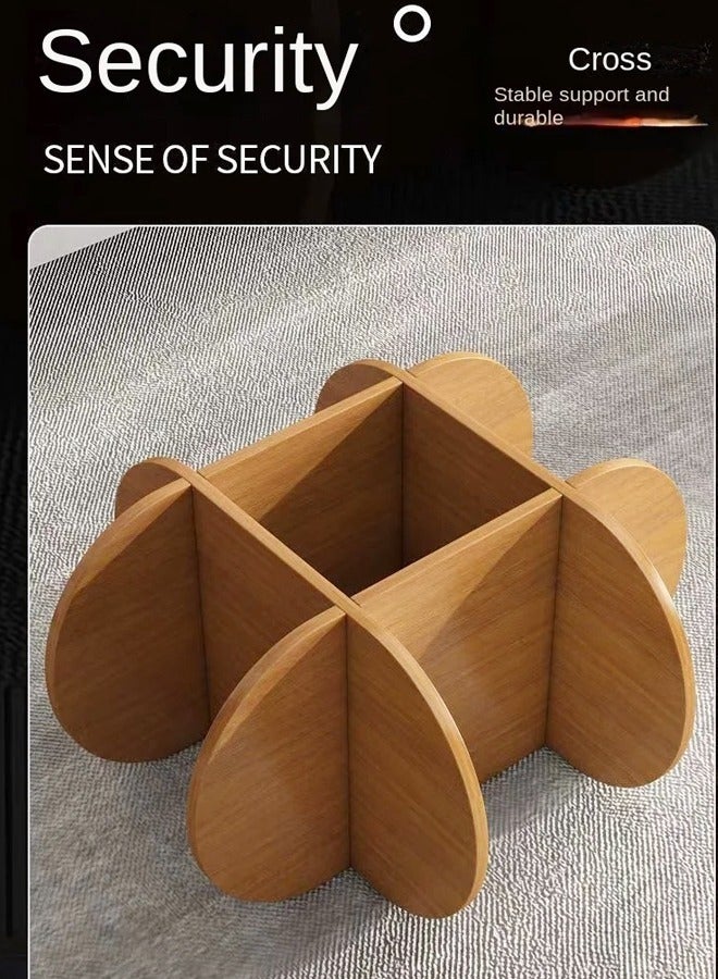 رافين طاولة قهوة بإطار خشبي حديث مع سطح زجاجي مقوى - طاولة مركزية بحواف مستديرة لغرفة المعيشة، 80x40 سم - Image 5