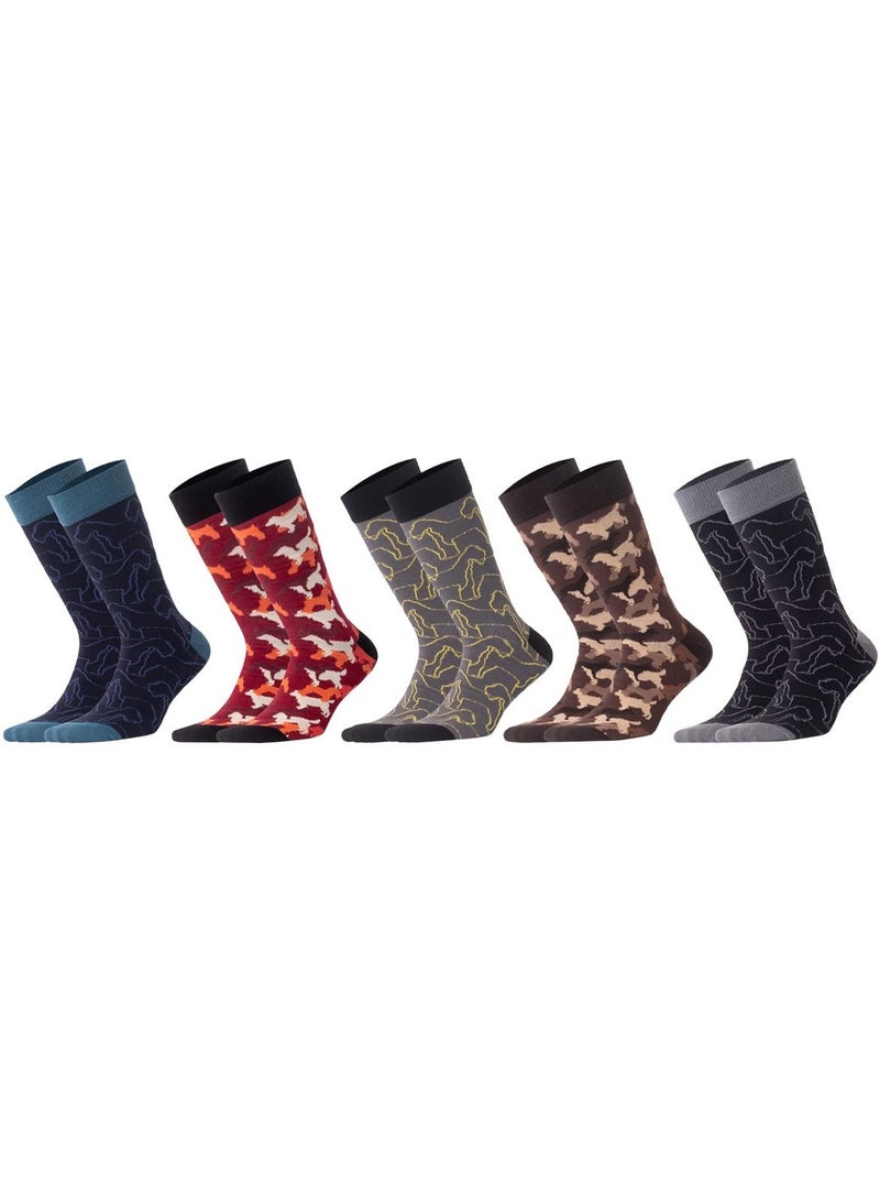 Biggdesign Mens Cotton 5 Pair Pack Patterned Socks  Ankle High Dress and Casual Socks  - Image 1