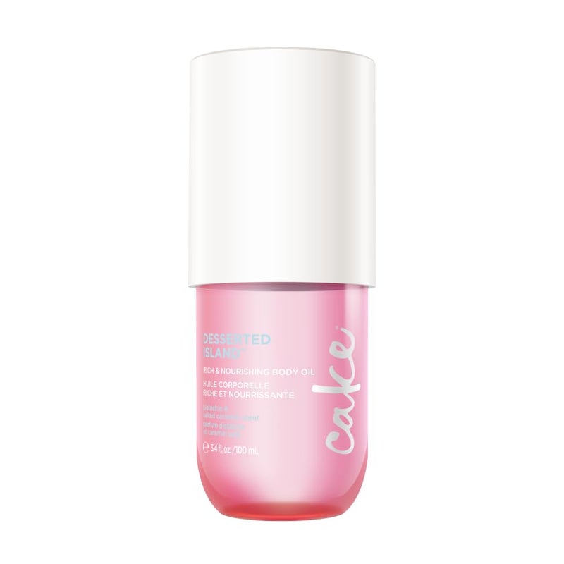 Cake Beauty زيت الجسم من كيك بيوتي، جزيرة الحلوى - زيت جسم غني ومغذي، معزز للإشراق - زيت الأركان، الألوة، مستخلص ورق الكاميليا - للبشرة الجافة - 100 مل / 3.4 أونصة سائلة - Image 1