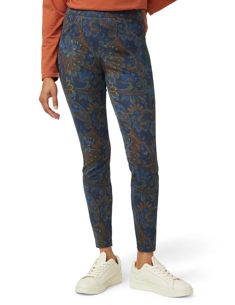 HUE Women's Ultra Soft High Waist Denim Leggings, Multi - Autumn Paisley, Medium - Image 1