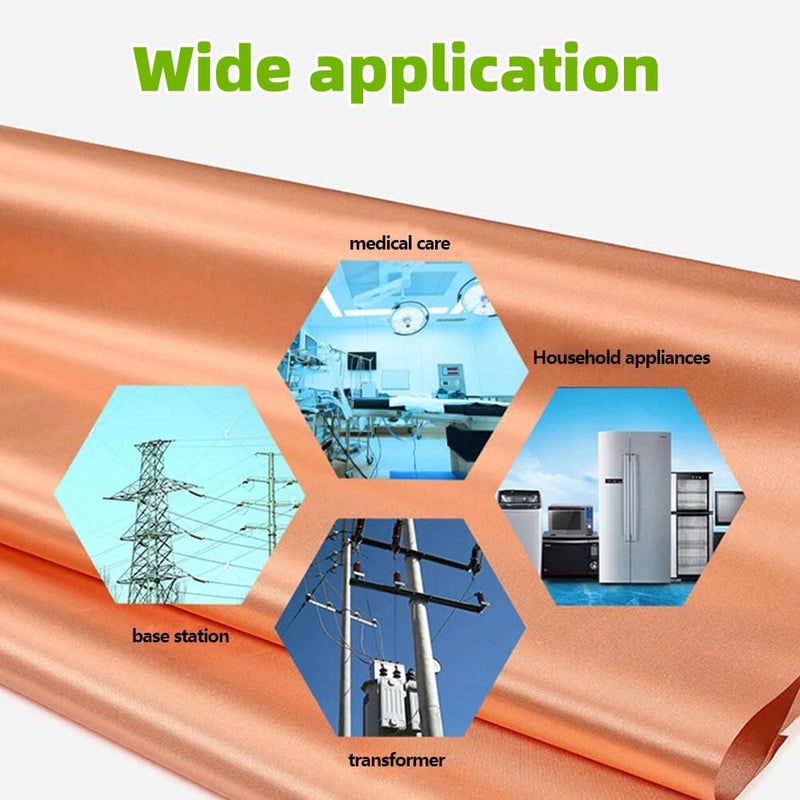 Amradield Pure Copper Faraday Fabric Cloth 39"x43" for WiFi Cell Bluetooth GPS Grounding Mobile Phone Copper Fabric Material Reduce Harmful Signals Protection Certified Healthy DIY Material - Image 2