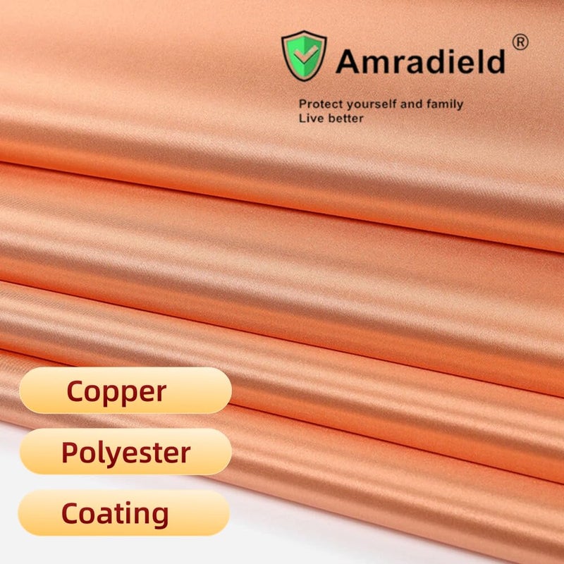 Amradield Pure Copper Faraday Fabric Cloth 39"x43" for WiFi Cell Bluetooth GPS Grounding Mobile Phone Copper Fabric Material Reduce Harmful Signals Protection Certified Healthy DIY Material - Image 3