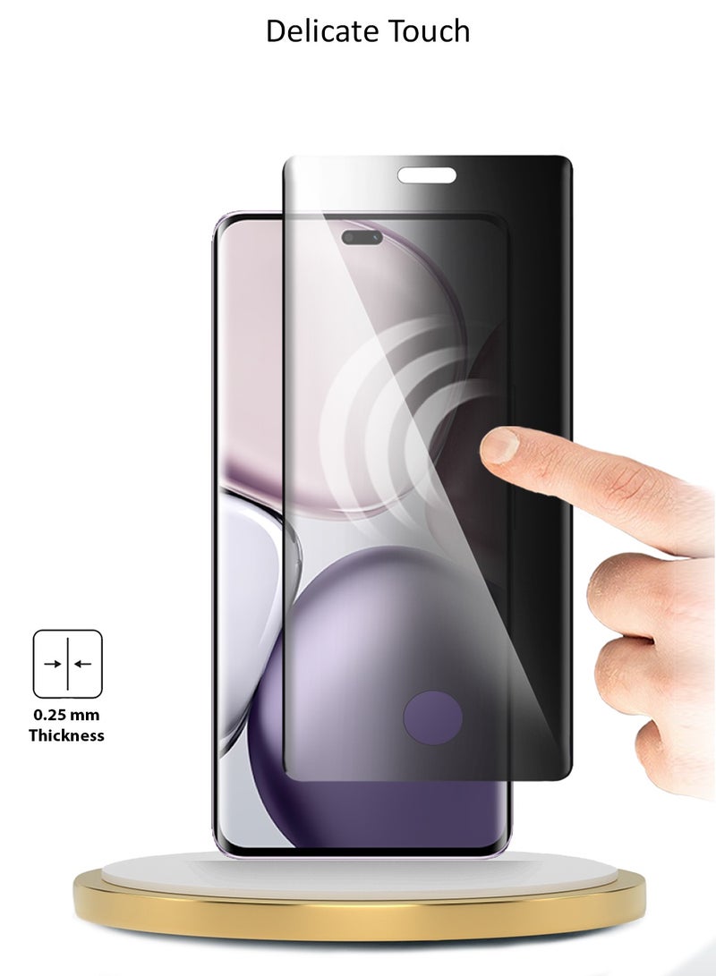 دبليو تيك حامي شاشة زجاجي مقسى كامل مع خصوصية مصمم لجهاز Honor X9c 5G 2024 / Honor Magic7 Lite 5G 2025 مع حواف منحنية وحماية كاملة من الأشعة فوق البنفسجية (MSGUCP) - شفاف - Image 5