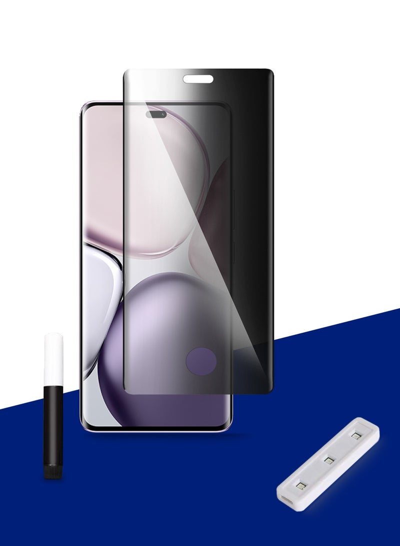 دبليو تيك حامي شاشة زجاجي مقسى كامل مع خصوصية مصمم لجهاز Honor X9c 5G 2024 / Honor Magic7 Lite 5G 2025 مع حواف منحنية وحماية كاملة من الأشعة فوق البنفسجية (MSGUCP) - شفاف - Image 1