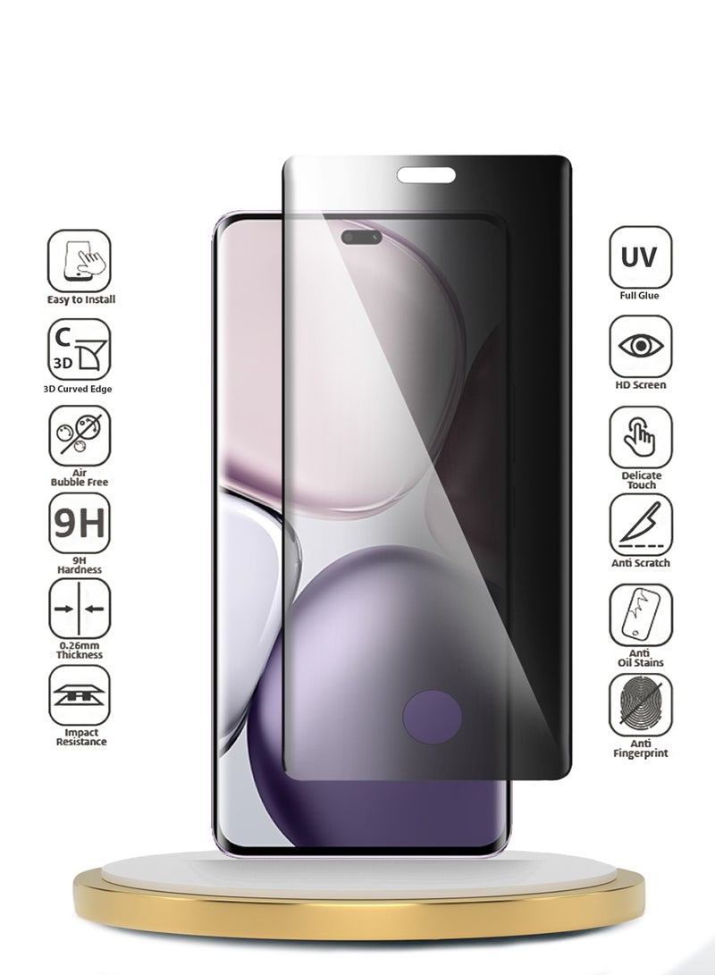 دبليو تيك حامي شاشة زجاجي مقسى كامل مع خصوصية مصمم لجهاز Honor X9c 5G 2024 / Honor Magic7 Lite 5G 2025 مع حواف منحنية وحماية كاملة من الأشعة فوق البنفسجية (MSGUCP) - شفاف - Image 2