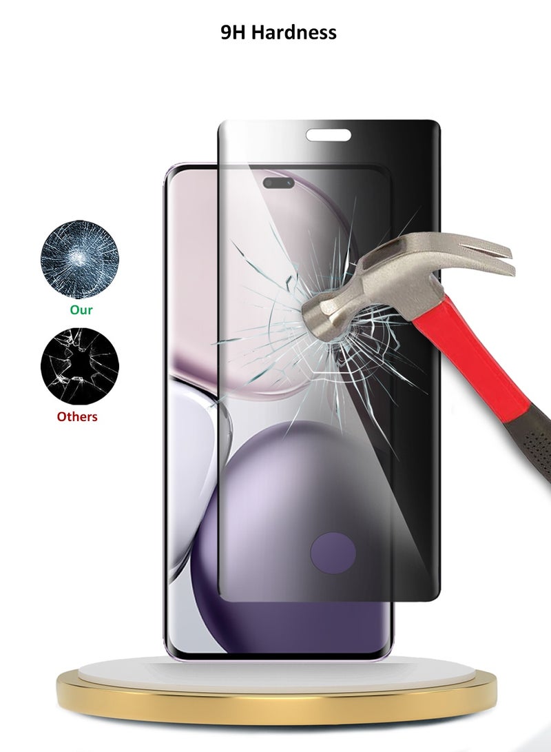 دبليو تيك حامي شاشة زجاجي مقسى كامل مع خصوصية مصمم لجهاز Honor X9c 5G 2024 / Honor Magic7 Lite 5G 2025 مع حواف منحنية وحماية كاملة من الأشعة فوق البنفسجية (MSGUCP) - شفاف - Image 4