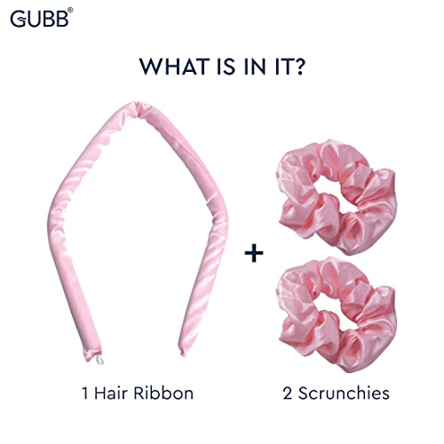 GUBB Heatless Hair Curler - Crafted With Pure Satin For Perfect Bouncy Curls Without Heat - Voluminous & Long Lasting Curls | 1 Hair Ribbon & 2 Scrunchies - Image 3