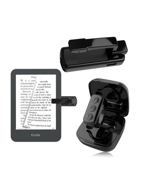 Remote Control Page Turner Ring for Kindle Paperwhite/Oasis, Bluetooth E-Reader Controller, TikTok Ring, Camera Shutter -Black