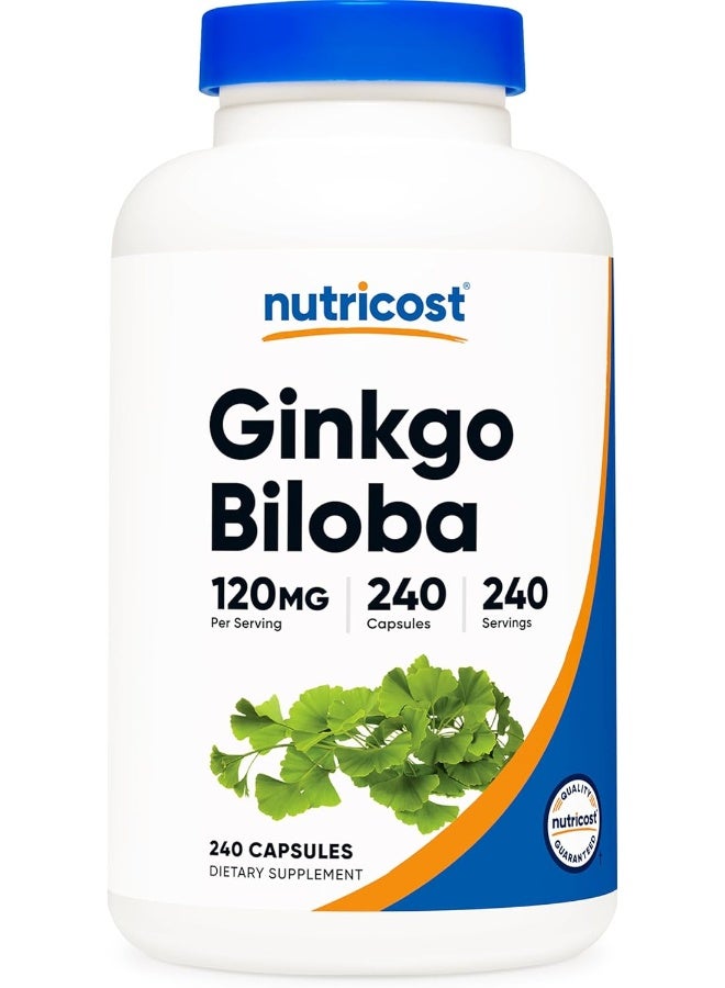 Nutricost Ginkgo Biloba 120mg, 240 Capsules - Extra Strength Ginkgo Biloba Extract - Gluten Free & Non-GMO - Image 1