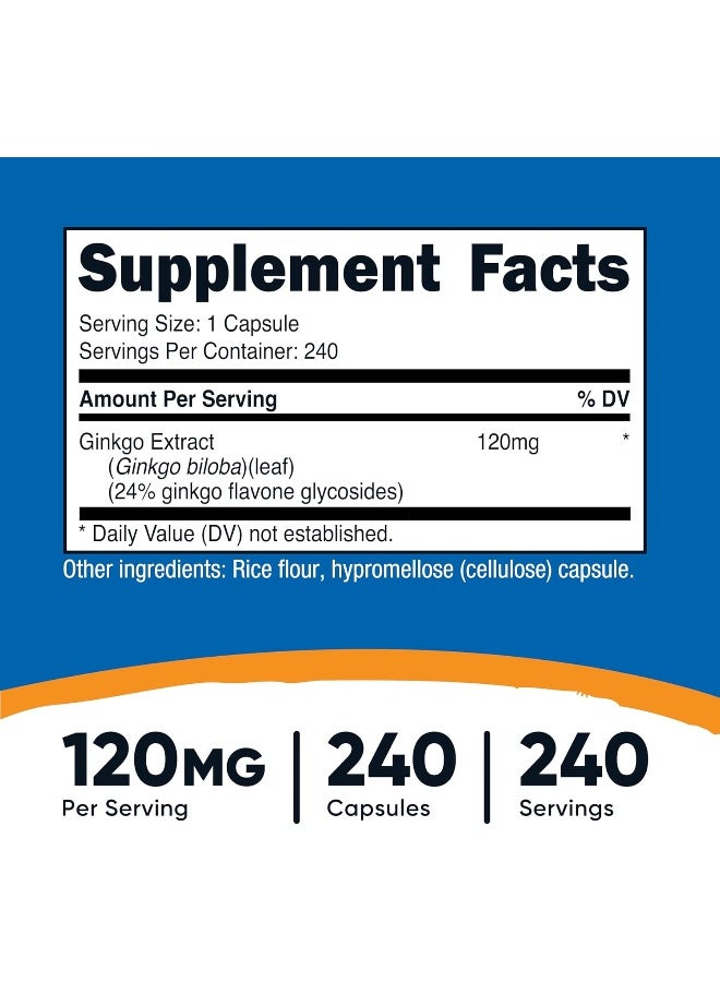 Nutricost Ginkgo Biloba 120mg, 240 Capsules - Extra Strength Ginkgo Biloba Extract - Gluten Free & Non-GMO - Image 2