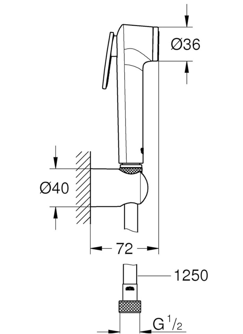 Grohe GROHE Tempesta-F Trigger Spray 30 Wall Holder Set | With Trigger Control Hand Shower / Wall Shower Holder / TwistFree Shower Hose 1250mm | Anti-Limescale System | Easy to Clean | Chrome | 27513001  - Image 3
