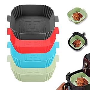 JIARKA Silicone Air Fryer Liners Air Fryer Silicone Reusable Liners SquareFood Safe Air Fryers Oven Accessories Flammable Parchment Liner Paper Silicone Baking Tray Pots