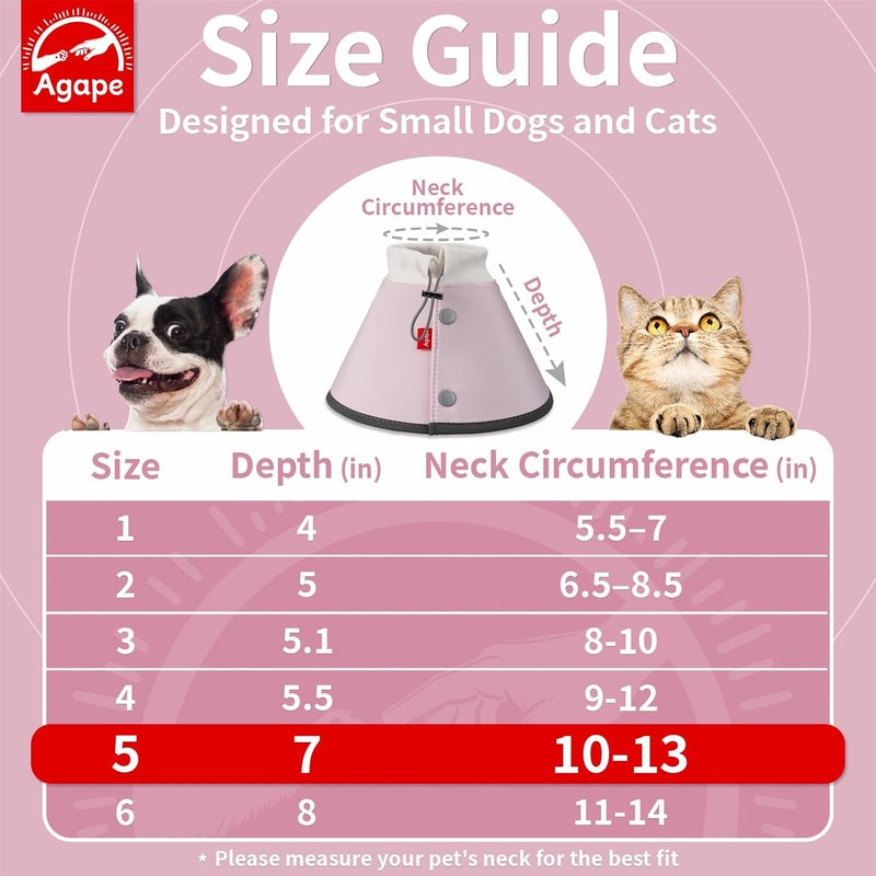 Agape Soft Dog Cone,Lightweight Recovery Collar for Dogs After Surgery,Reflective Adjustable Elizabethan Collar,Waterproof E-Collar for Puppies Small Medium Dogs and Kittens Cats (Pink, L) - Image 2