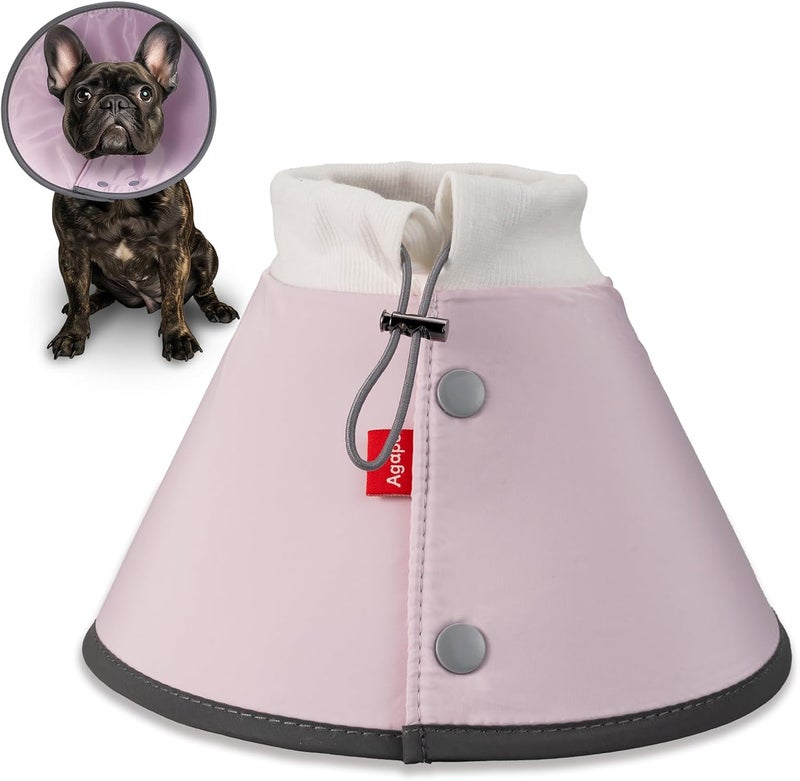 Agape Soft Dog Cone,Lightweight Recovery Collar for Dogs After Surgery,Reflective Adjustable Elizabethan Collar,Waterproof E-Collar for Puppies Small Medium Dogs and Kittens Cats (Pink, L) - Image 1