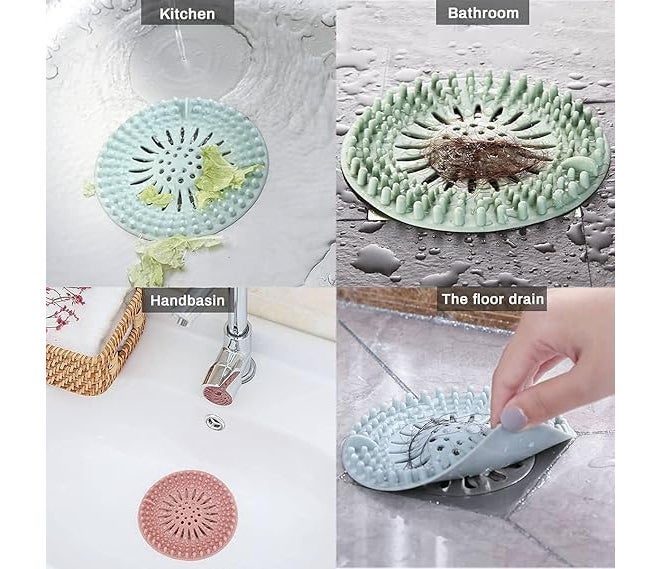 Wipsor Silicone Hair Catcher Drain Cover Bathroom Durable Silicone Hair Catcher Stopper Shower Drain Covers for Bathtub and Kitchen Catcher Cover Protector Filter Stopper Sink Sewer Drainer (Pack of 3) (3) - Image 3