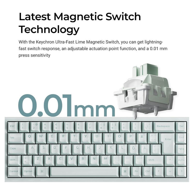 Keychron Q16 HE 8K Gaming Keyboard 65% Alice Layout, Ceramic Case, Lime Magnetic Switches, 8000Hz Polling Rate Rapid Trigger, Hot Swap Web Launcher - Q16HW-L1-AR - Image 3