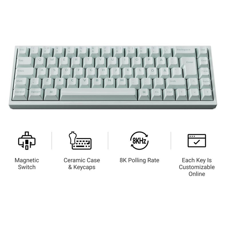 Keychron Q16 HE 8K Gaming Keyboard 65% Alice Layout, Ceramic Case, Lime Magnetic Switches, 8000Hz Polling Rate Rapid Trigger, Hot Swap Web Launcher - Q16HW-L1-AR - Image 2