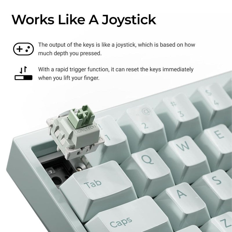 Keychron Q16 HE 8K Gaming Keyboard 65% Alice Layout, Ceramic Case, Lime Magnetic Switches, 8000Hz Polling Rate Rapid Trigger, Hot Swap Web Launcher - Q16HW-L1-AR - Image 4