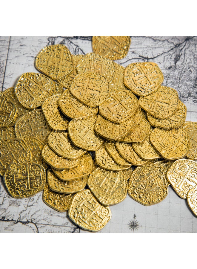Beverly Oaks Metal Pirate Coins - Gold Spanish Doubloon Replicas - Fantasy Metal Coin Pirate Treasure (50-Coins-All Gold) - Image 2